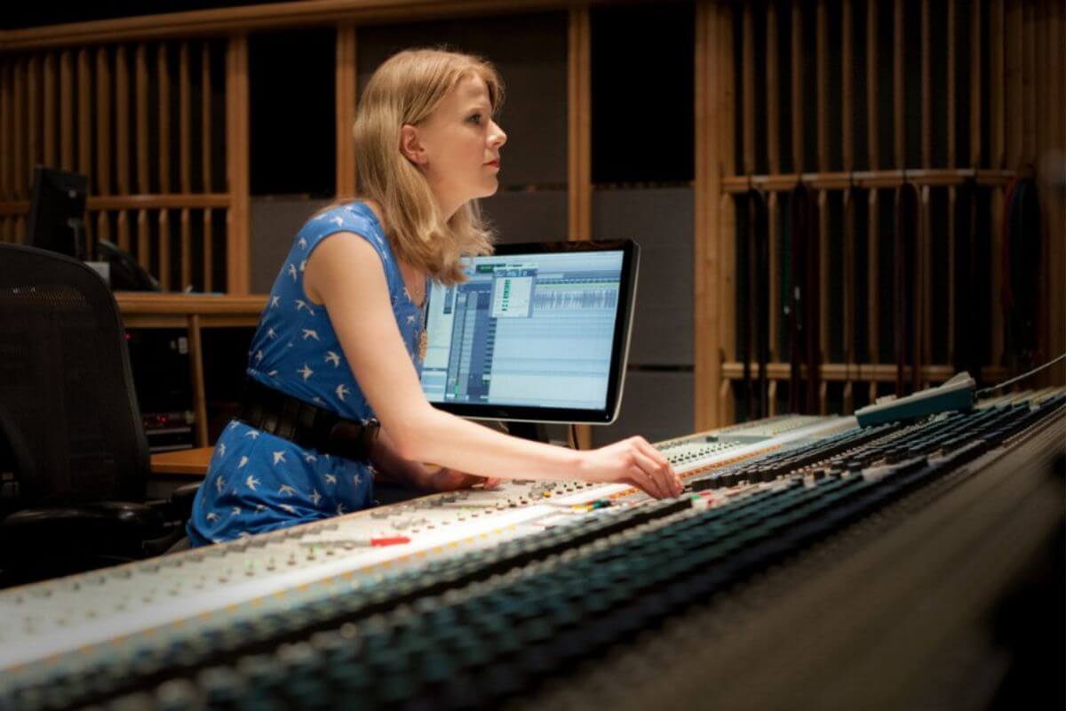 Olga Fitzroy in a recording studio