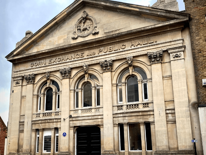 Exterior of the Hertford Corn Exchange.