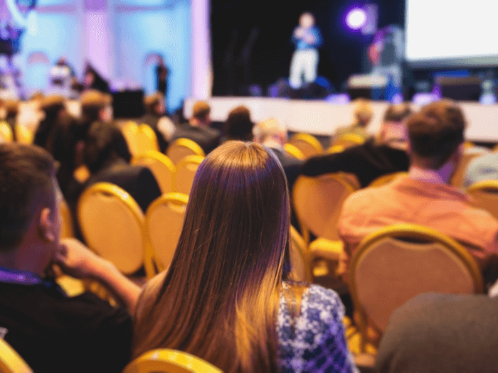 A panel event at a conference centre.