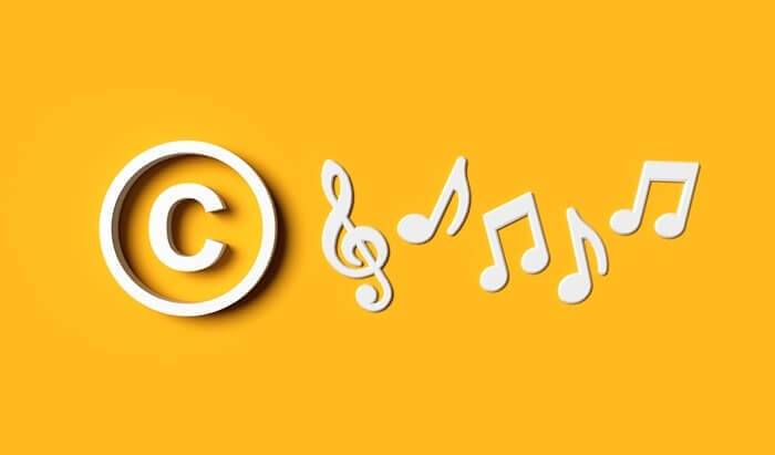Graphic with copyright icon and music notes