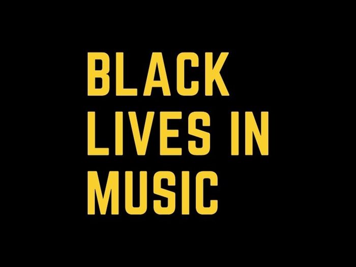 Black Lives in Music yellow logo on black
