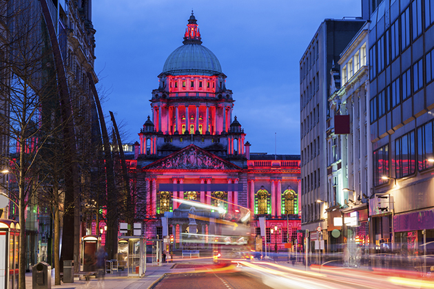 Belfast city hall in the evening