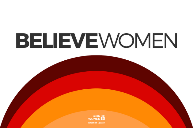 Believe Women slogan with UN Women logo