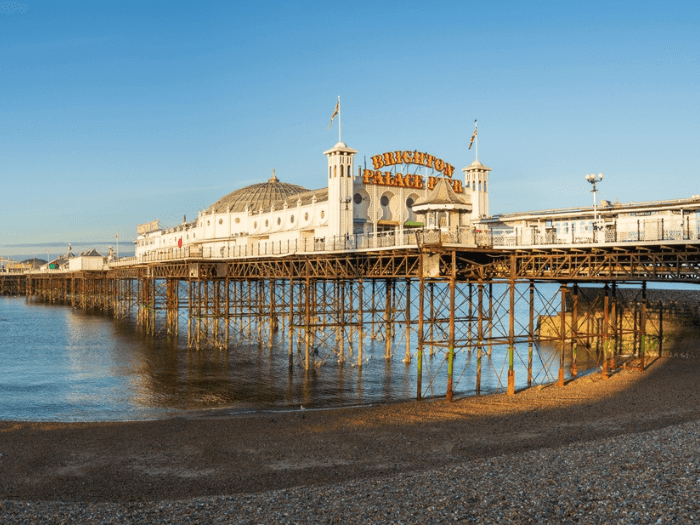 Brighton pier at sunrise.
