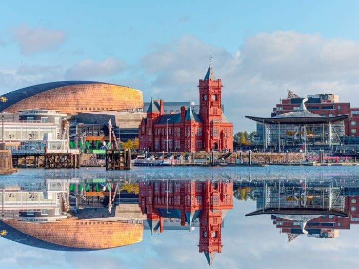 Panoramic view of the Cardiff Bay - Cardiff, Wales.