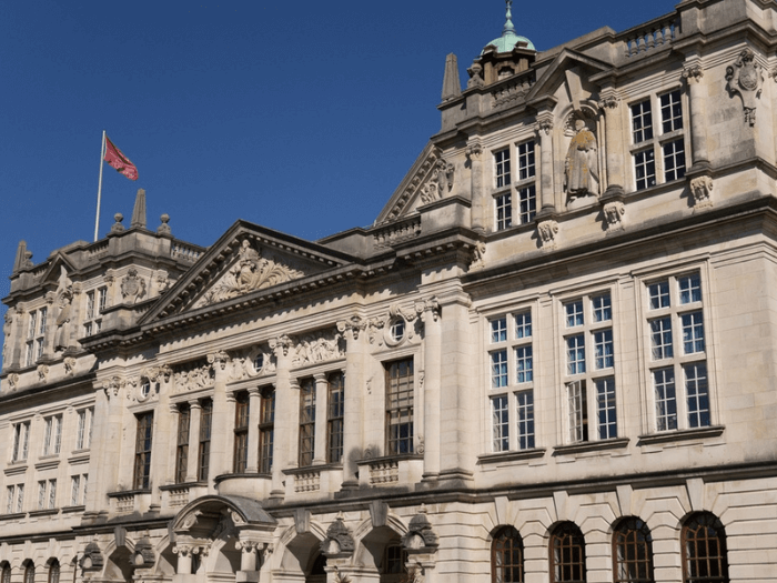 Exterior of Cardiff University's Grade II listed main building.