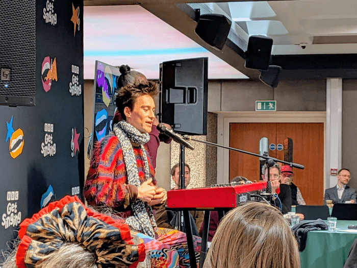 Jacob Collier performing at the launch event.
