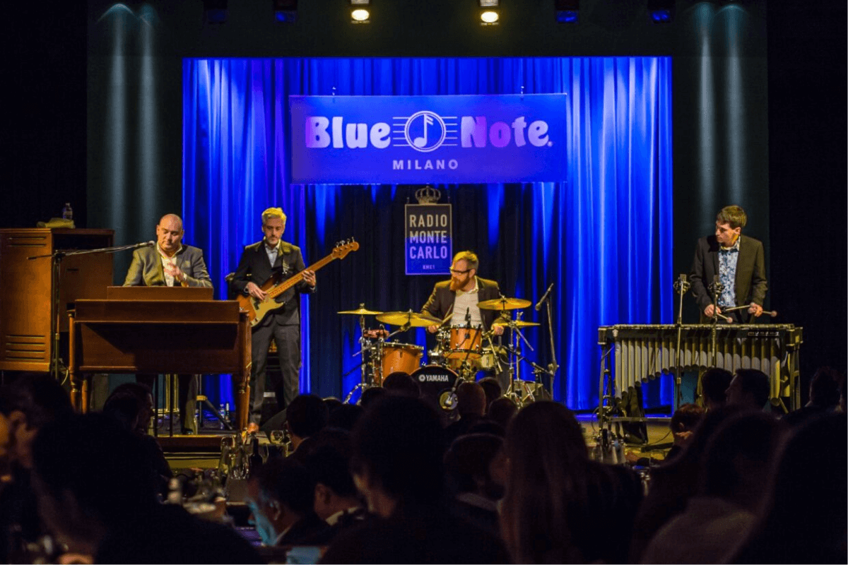 The James Taylor Quartet onstage at The Blue Note in Milan.