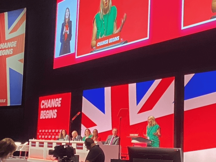 Naomi Pohl speaking at Labour Party Conference 2024.