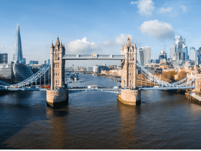 London Bridge and skyline from the river.