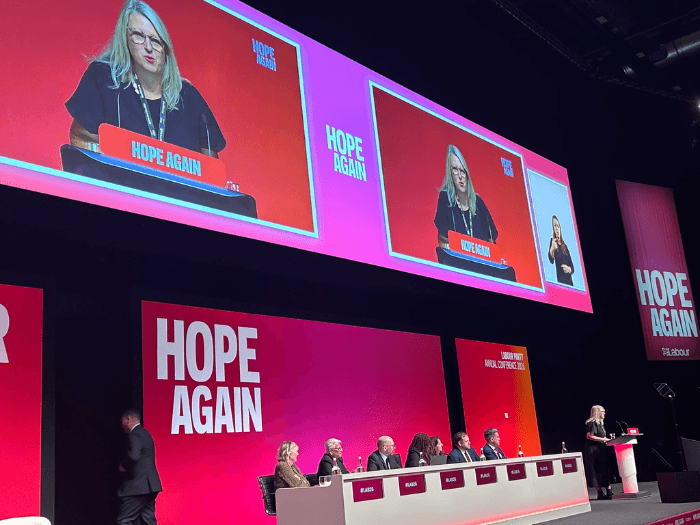 Naomi Pohl giving speech at the Labour Partty Conference 2026