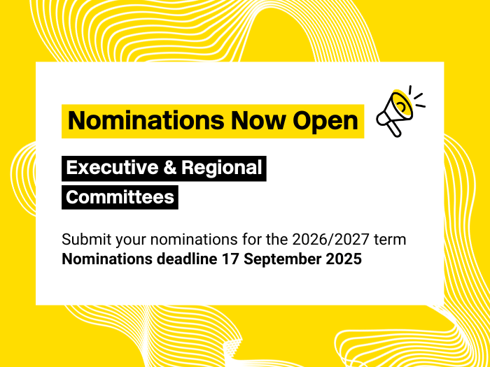 A graphic with yellow and white design elements and black text.