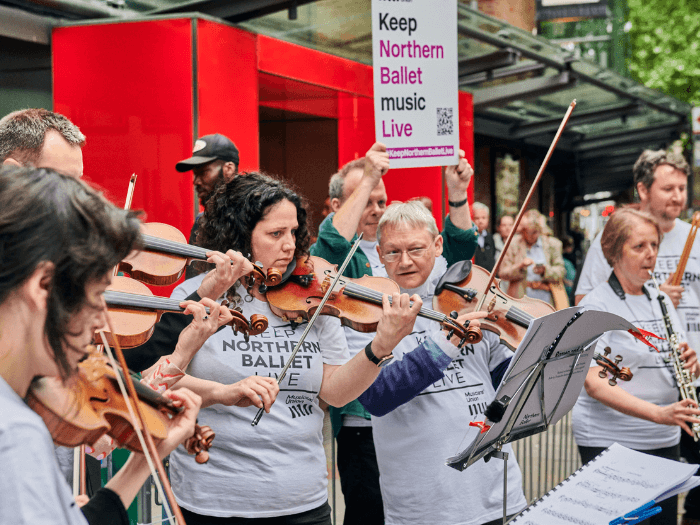 Northern Ballet orchestra musicians performing as part of a demo.