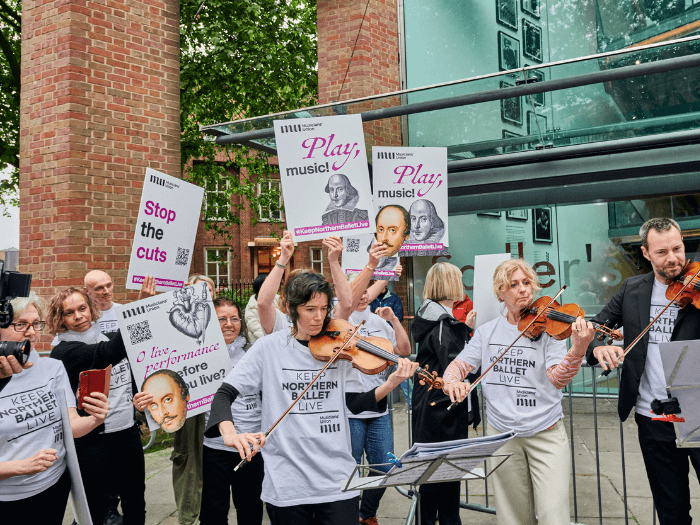 Northern Ballet orchestra musicians performing as part of a demo.