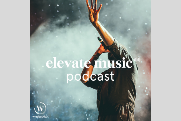 Elevate Music podcast graphic with a person singing