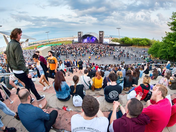 People sitting on steps at Primavera Sound 2015 Festival