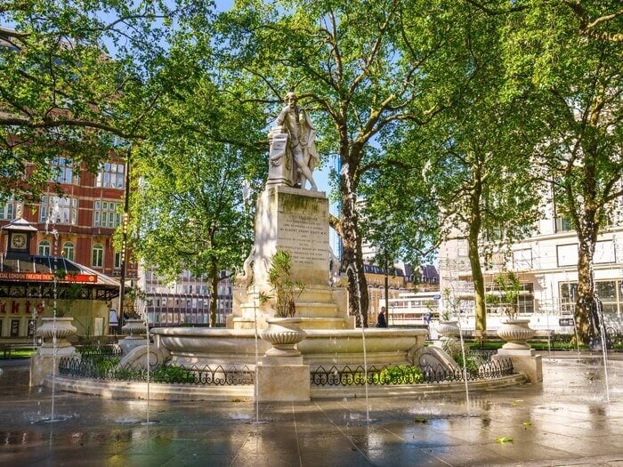 William Shakespeare statue in Leicester Square, London.