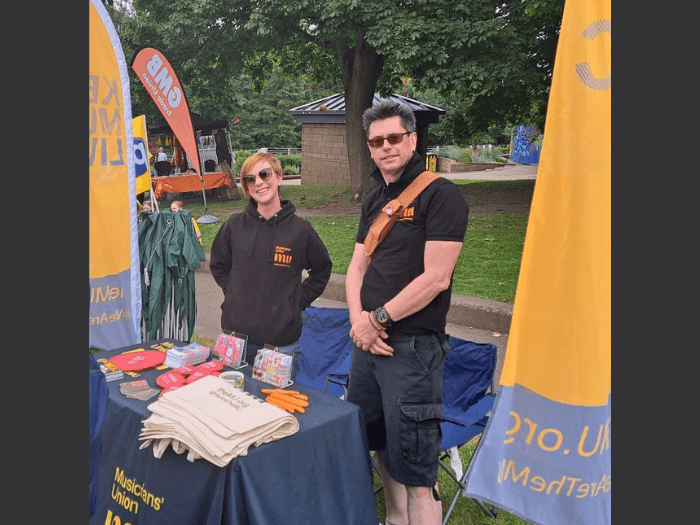 Jenny and Stephen on the MU stall at least year's festival.