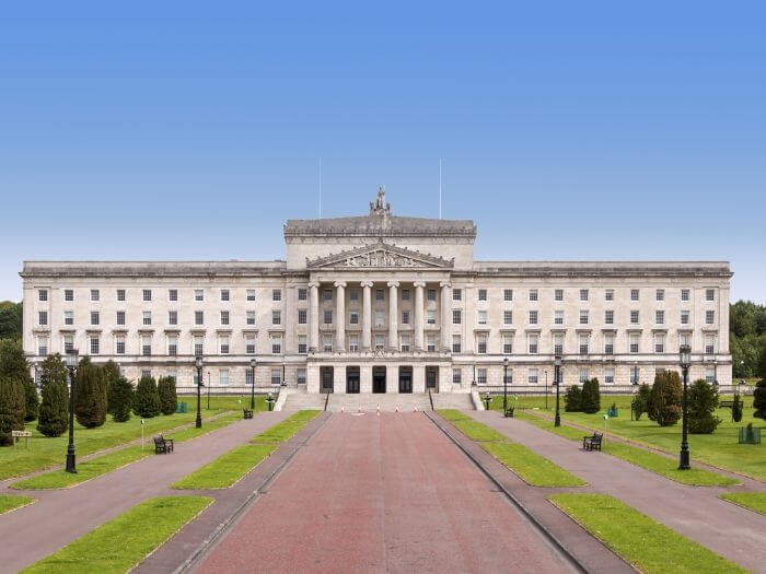 Northern Ireland Parliament and Government building in Stormont, Belfast.