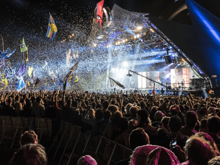 A crowd at Glastonbury festival.